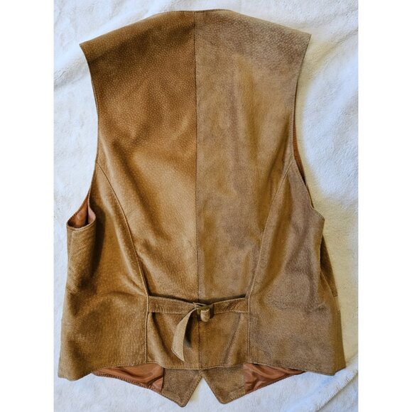 Danier Tan Western Style Vest Genuine Leather 5 Button Men's Size Small - Picture 6 of 11